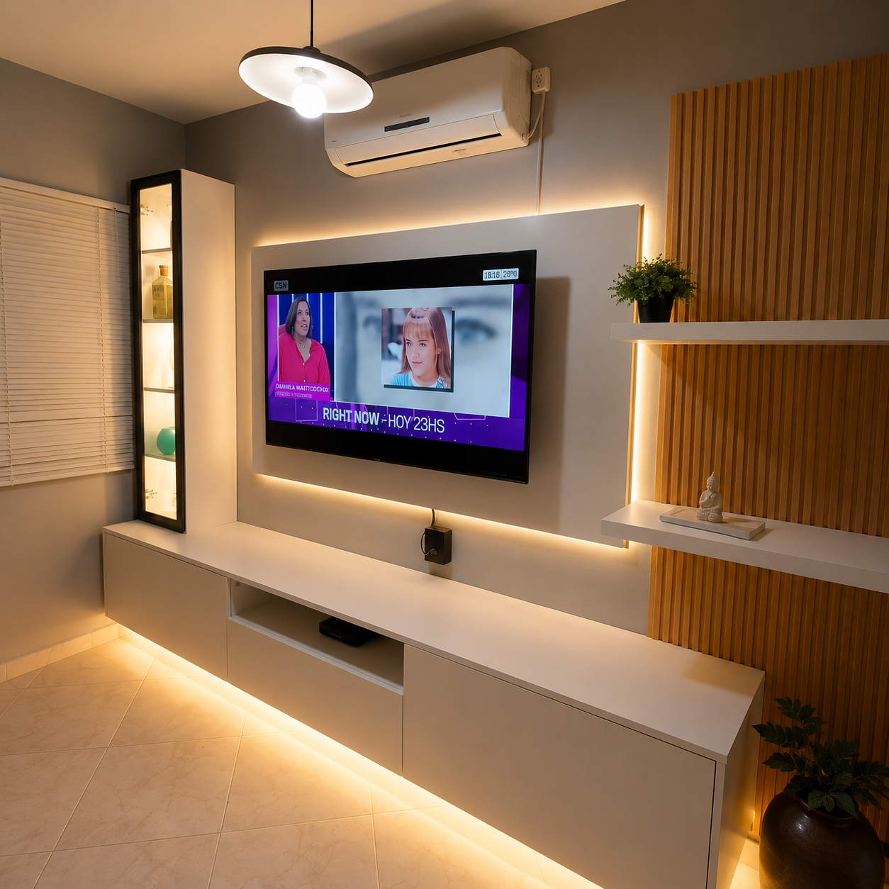 Living con wall panel y rack
